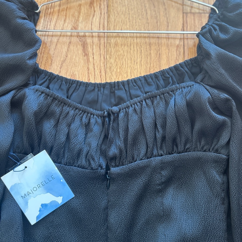 Black Bell Sleeve Square Neck Mini Dress by Majorelle - Picture 3 of 4
